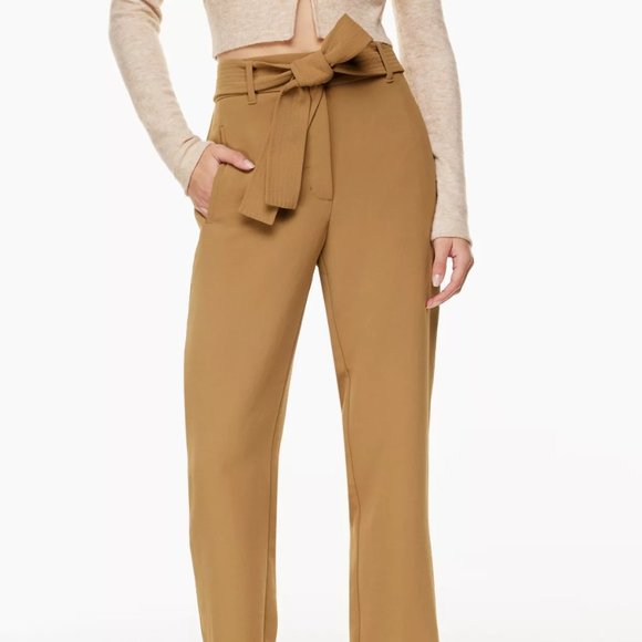Aritzia Tan High-Waisted Trousers - Picture 2 of 7